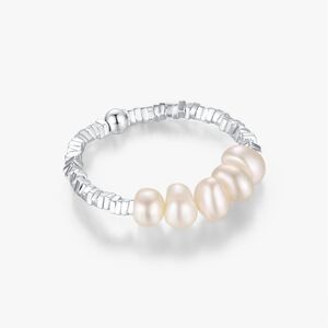 #17 Round Freshwater Pearl Sterling Silver Plating Ring,  Silver Plated Rings
